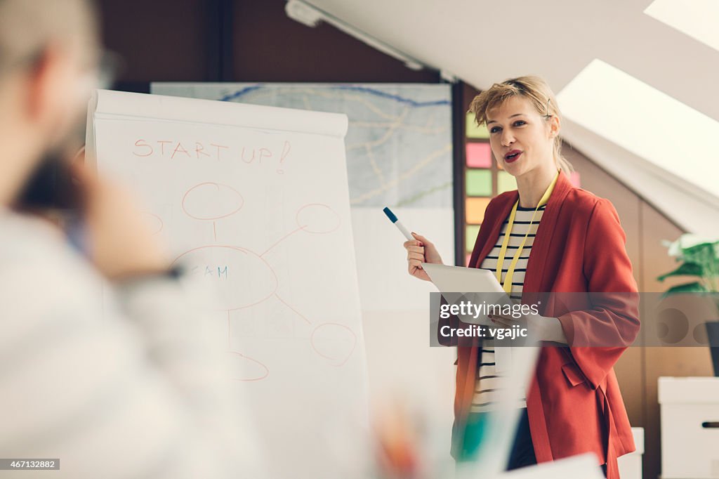 Arranque creativa presentación de negocios en una oficina.