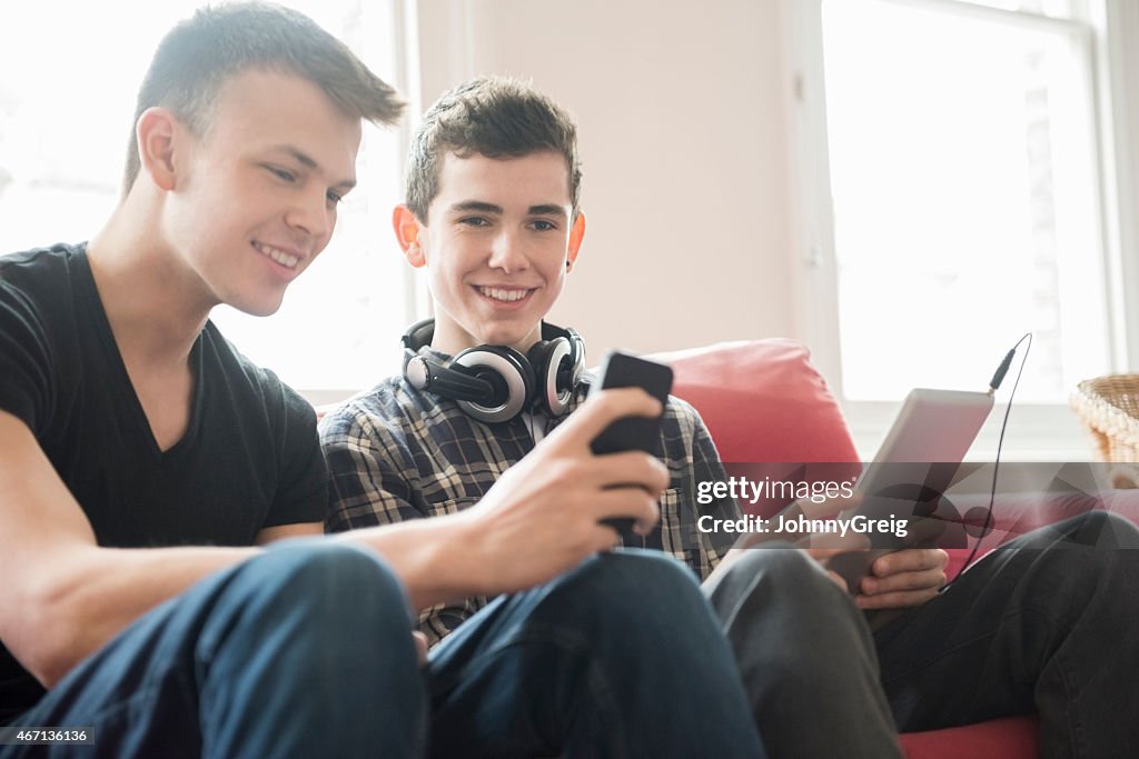 Friends Using Technology At Home