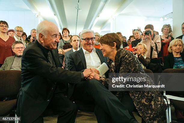 Armin Mueller-Stahl, German Minister for Foreign Affairs Frank-Walter Steinmeier and his wife Elke Buedenbender attend the opening of...