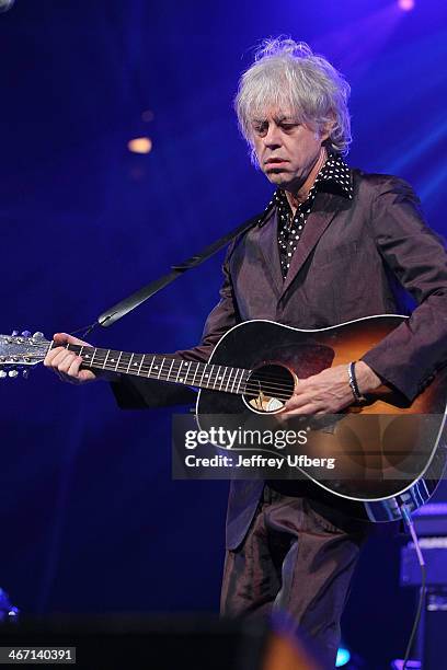 Singer / Musician Bob Geldof performs during the Amnesty International "Bringing Human Rights Home" Concert at the Barclays Center on February 5,...