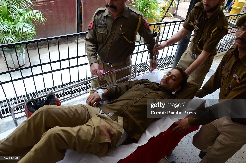 Prem Singh (35), an injured police constable is being...