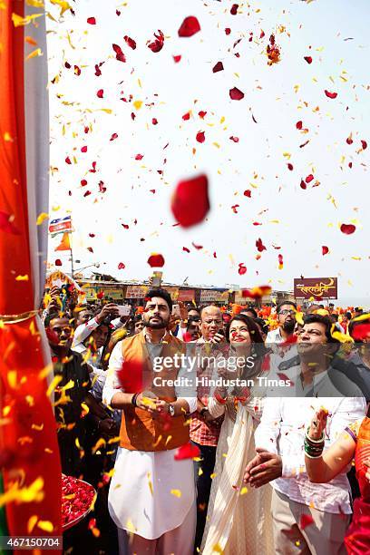 Bollywood actors Aishwariya Rai and Abhishek Bachchan graced the occasion also performed a small puja, on the auspicious occasion of Gudi Padwa,...