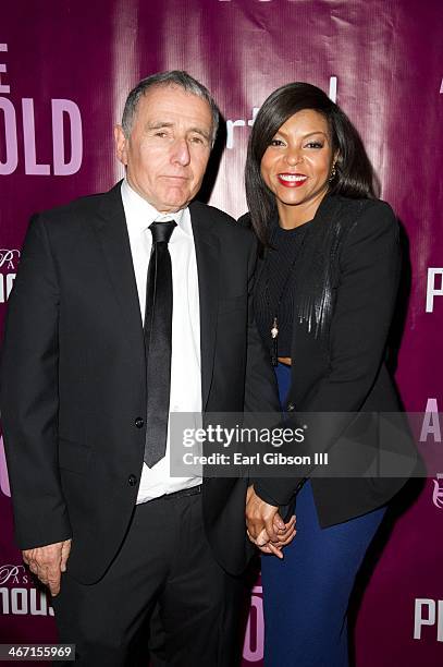 Bernard Weinraub and Taraji P. Henson attend the after party for the opening night of 'Above the Fold' at Pasadena Playhouse on February 5, 2014 in...