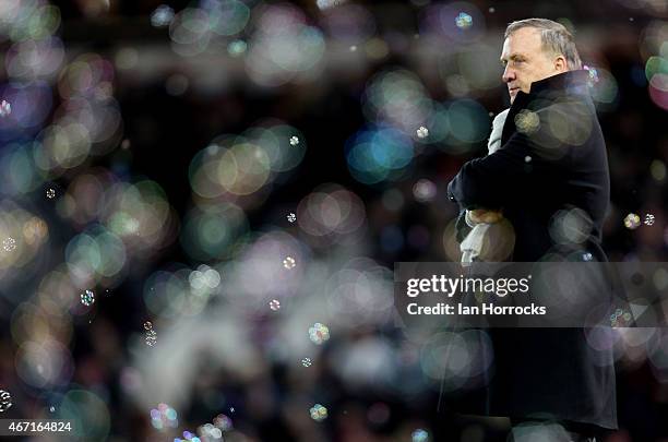 Sunderland manager Dick Advocaat after the West Ham goal was scored during the Barclays Premier League match between West Ham United and Sunderland...