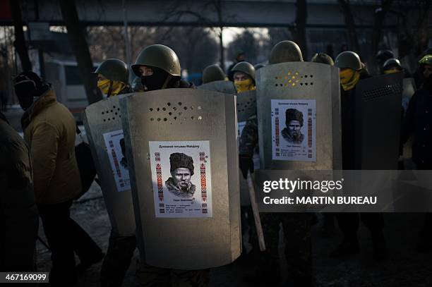 Anti-government protesters demonstrate around the parliament in Kiev on February 6, 2014. Ukraine's unrest erupted in November 2013 after President...