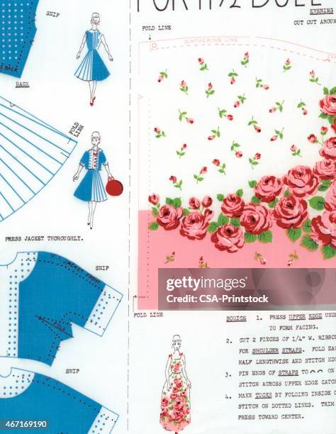 dressmaker's pattern - sewing background stock illustrations