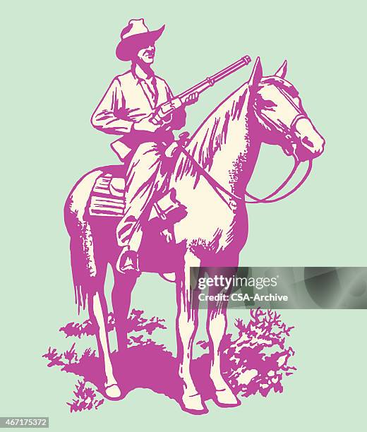 cowboy on horse - cowboy vector stock illustrations