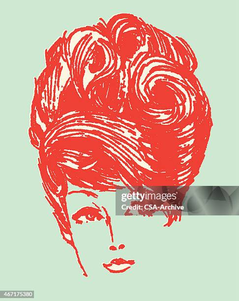 woman with hair styled - teased hair stock illustrations