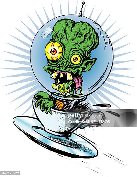 caffeine case from outer space - saucer stock illustrations