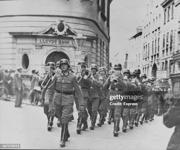 Nazi occupation of the British Channel Islands: Nazi's marching through Guernsey during World War Two, 1940.