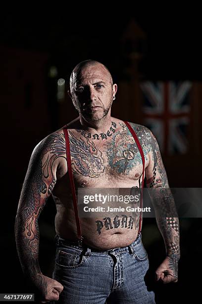 male skinhead with no shirt on. - skinhead stock pictures, royalty-free photos & images