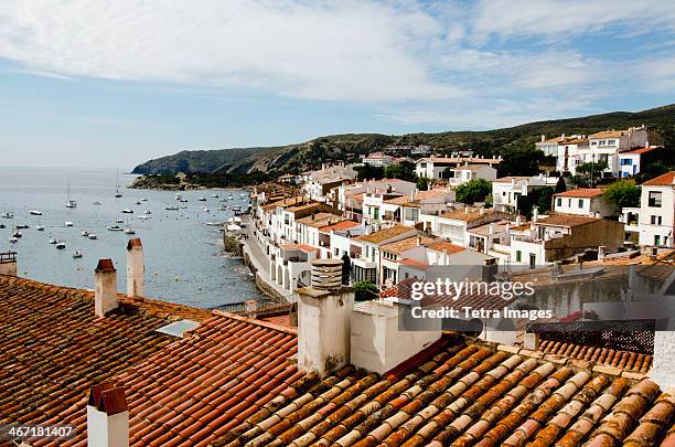 spain, catalonia, girona province, costa brava, view of cadaques - cadaques stock pictures, royalty-free photos & images