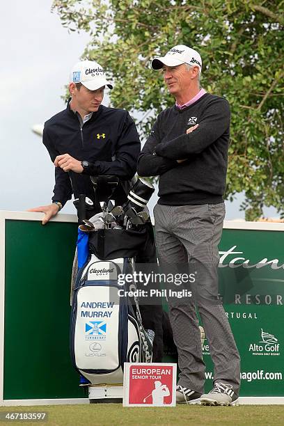 Andrew Murray of England and his son Tom in action during the final round of the European Senior Tour Qualifying School Finals played at Vale da...