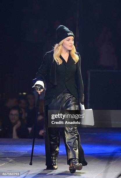 Madonna invites Russian punk group Pussy Riot to the stage at Amnesty International's "Bringing Human Rights Home" concert at the Barclays Center on...