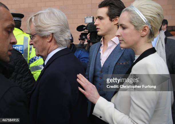 Actor William Roache with his son James Roache and daughter Verity Roache leaves Preston Crown Court after being found not guilty over historical...