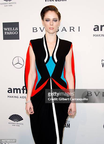Model Coco Rocha, wearing Bulgari attends the 2014 amfAR New York Gala at Cipriani Wall Street on February 5, 2014 in New York City.