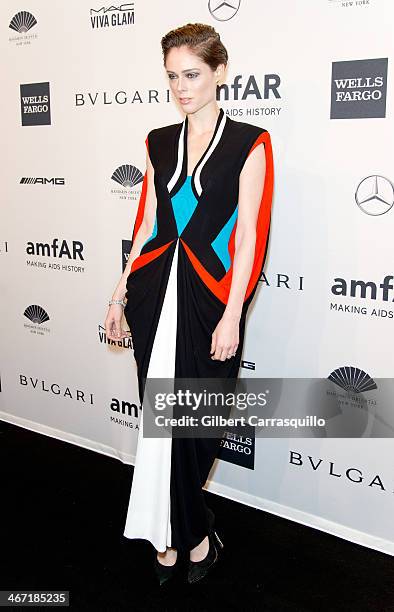 Model Coco Rocha, wearing Bulgari attends the 2014 amfAR New York Gala at Cipriani Wall Street on February 5, 2014 in New York City.