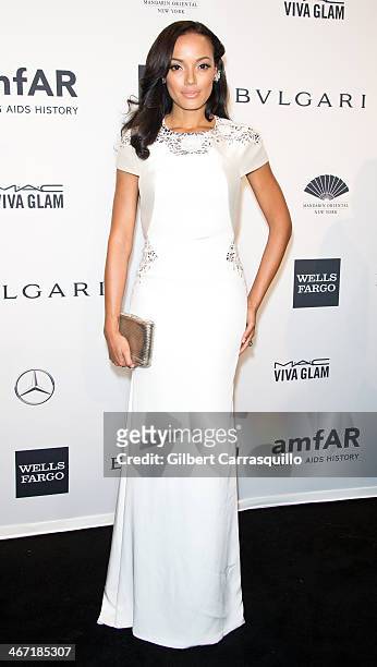 Model Selita Ebanks attends the 2014 amfAR New York Gala at Cipriani Wall Street on February 5, 2014 in New York City.