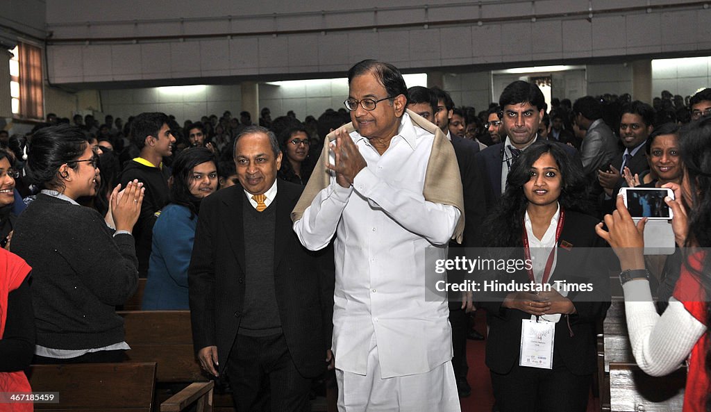 P Chidambaram Attends Business Conclave 2014 At SRCC