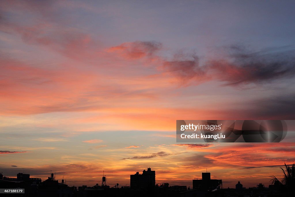 Orange cloud in the sunset