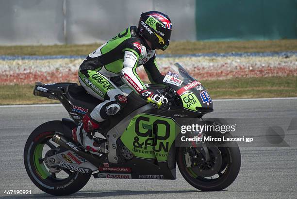 Scott Redding of Great Britain and Go&Fun Honda Gresini heads down a straight during the MotoGP Tests in Sepang - Day Three at Sepang Circuit on...