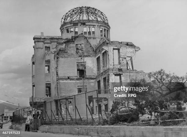 The dome marking the central impact zone of the atomic bomb at the end of World War Two, falling into further disrepair eight years after the blast,...