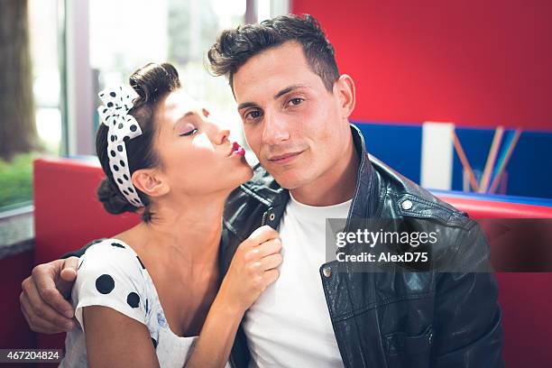 pinup and rockabilly couple - 1950's style - rockabilly pin up girls stock pictures, royalty-free photos & images