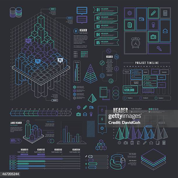 ilustrações, clipart, desenhos animados e ícones de linha ui elementos para infográficos - etiqueta conceito