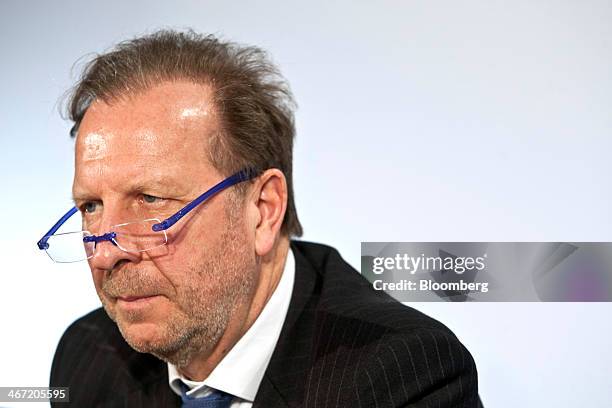 Christian Labeyrie, chief financial officer of Vinci SA, pauses during the company's earnings news conference in Paris, France, on Thursday, Feb. 6,...