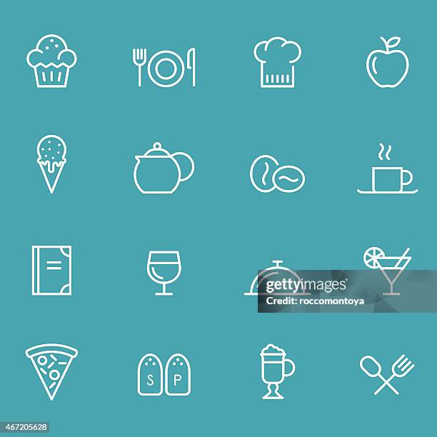 icon set, restaurant - hand fork stock illustrations