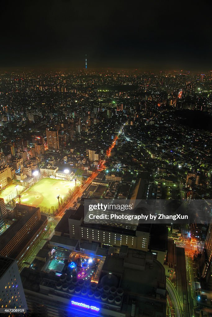 Aerial Shoot of Tokyo Nightview from Ikebukuro