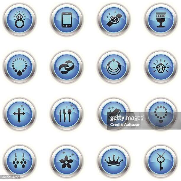 stockillustraties, clipart, cartoons en iconen met blue icons - jewellery - key ring isolated