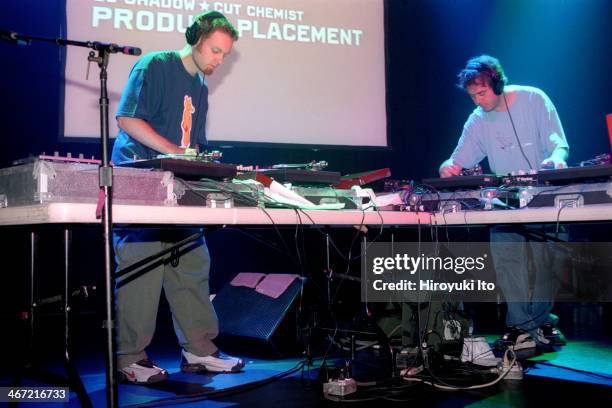 Shadow , left, and Cut Chemist performing at Irving Plaza on Tuesday night, October 23, 2001.