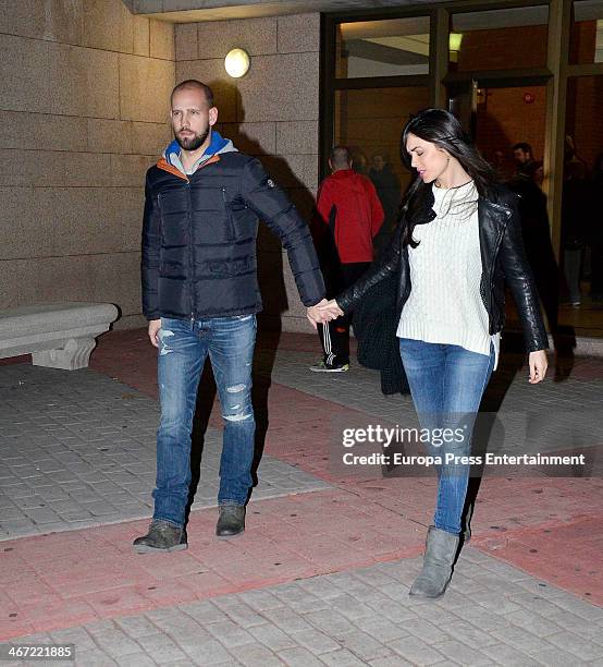 Gonzalo Miro and Ana Isabel Medinabeitia attend the funeral chapel for the former coach of the Spanish national football team Luis Aragones, who died...