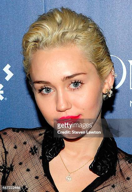 Enterainer Miley Cyrus makes an appearance at Omnia Nightclub at Caesars Palace on March 22, 2015 in Las Vegas, Nevada.