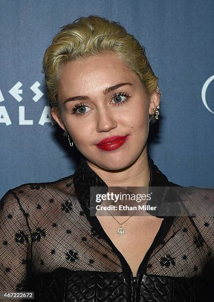 Entertainer Miley Cyrus makes an appearance at Omnia Nightclub at Caesars Palace on March 22, 2015 in Las Vegas, Nevada.