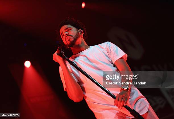 Recording artist J. Cole performs onstage at 'SXSW presents' during the 2015 SXSW Music, Film + Interactive Festival at Acl Live at Moody Theatre on...