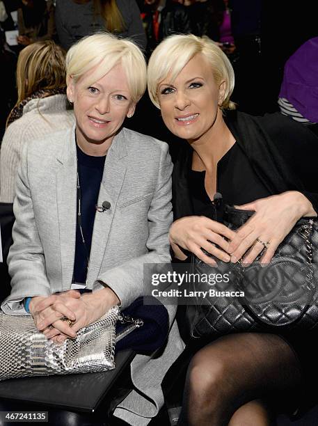 Editor-in-Chief of Cosmopolitain Magazine, Joanna Coles and journalist Mika Brzezinski attend BCBGMAXAZRIA fashion show during Mercedes-Benz Fashion...