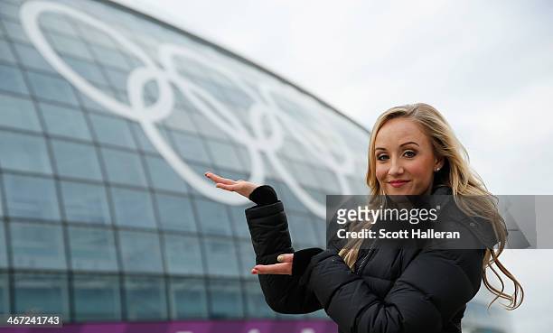 Retired gymnast Nastia Liukin reports for NBC Sports in the Olympic Park ahead of the Sochi 2014 Winter Olympics on February 5, 2014 in Sochi, Russia.