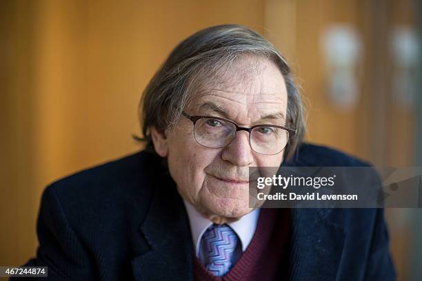 Professor Sir Roger Penrose, physicist, mathematician and cosmologist, on Day 2 of the FT Weekend Oxford Literary Festival on March 22, 2015 in...