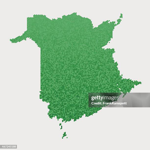 new brunswick map green hexagon pattern - new brunswick map stock illustrations