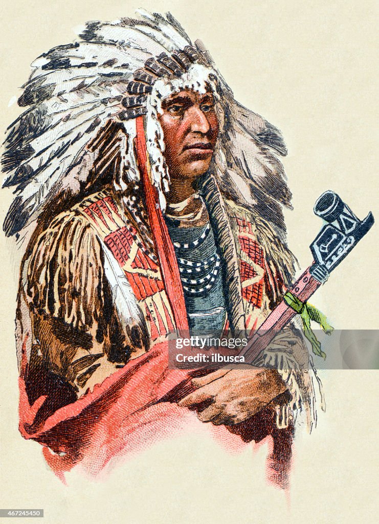 Native North American Man Antique Illustration Human Ethnicities High ...