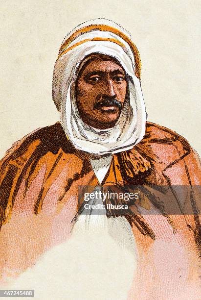 ilustrações, clipart, desenhos animados e ícones de arabian árabe antigo homem, ilustração, etnias humanos - middle eastern ethnicity