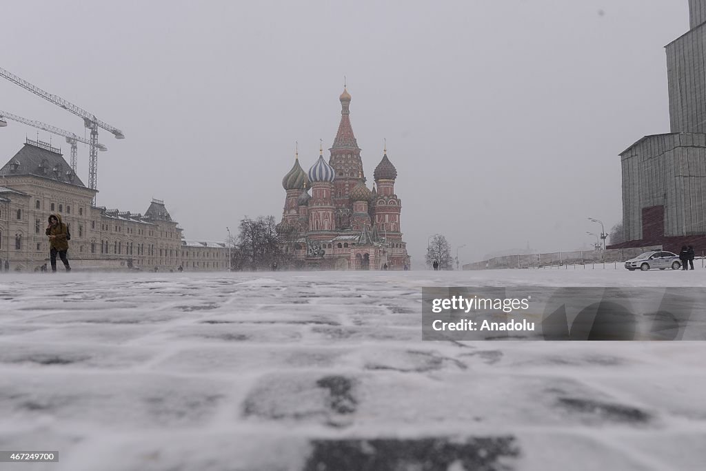 Snowfall at Moscow's Red Square