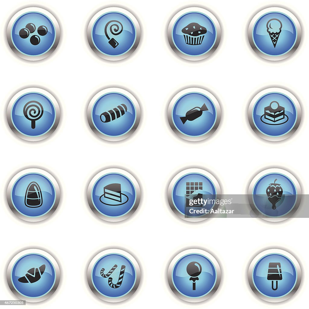 Azul iconos de dulces