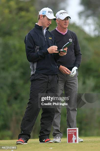 Andrew Murray of England and his son Tom in action during the final round of the European Senior Tour Qualifying School Finals played at Vale da...