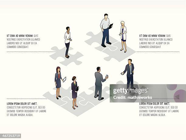 business jigsaw puzzle slide template - collective bargaining agreement stock illustrations