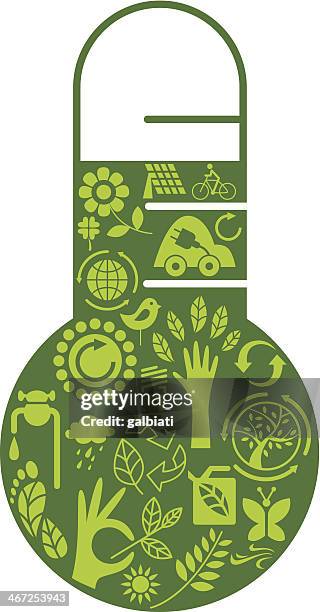 green thermometer - energy efficient heating stock illustrations