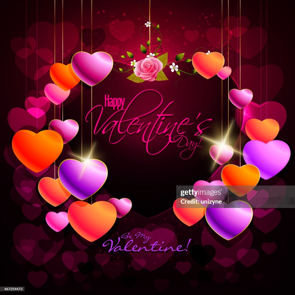 Elegante fundo Dia dos Namorados com corações coloridos