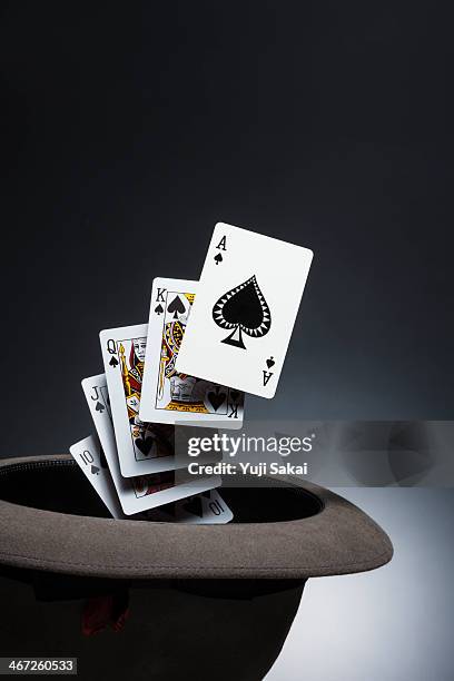 royal straight flash - royal flush stockfoto's en -beelden